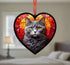 British Shorthair Cat Stained Glass Effect Heart Suncatcher